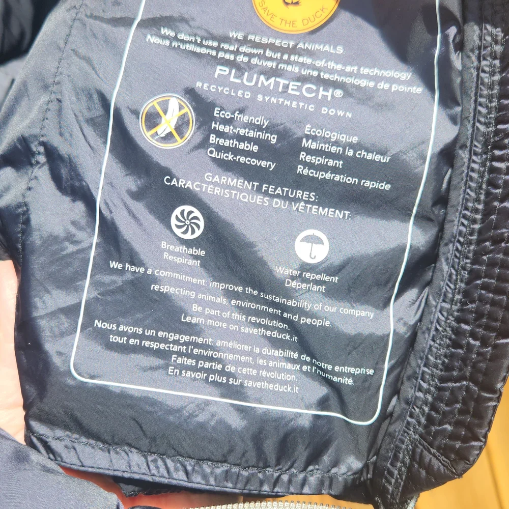 SAVE THE DUCK Black Puffer Jacket Quilted Winter Coat NWOT YOUTH 12 - Picture 5 of 5